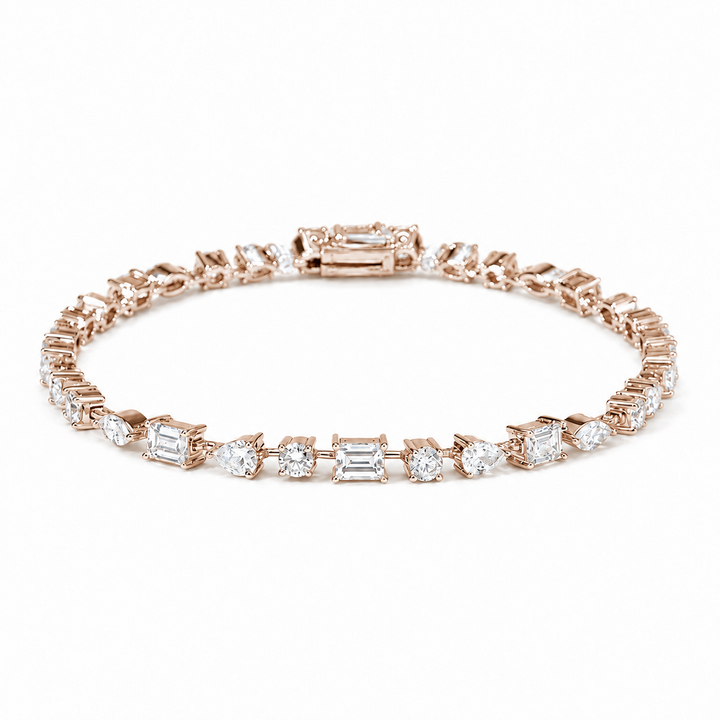 Mixed-Cut Lab Diamond Tennis Bracelet in 14K Rose Gold