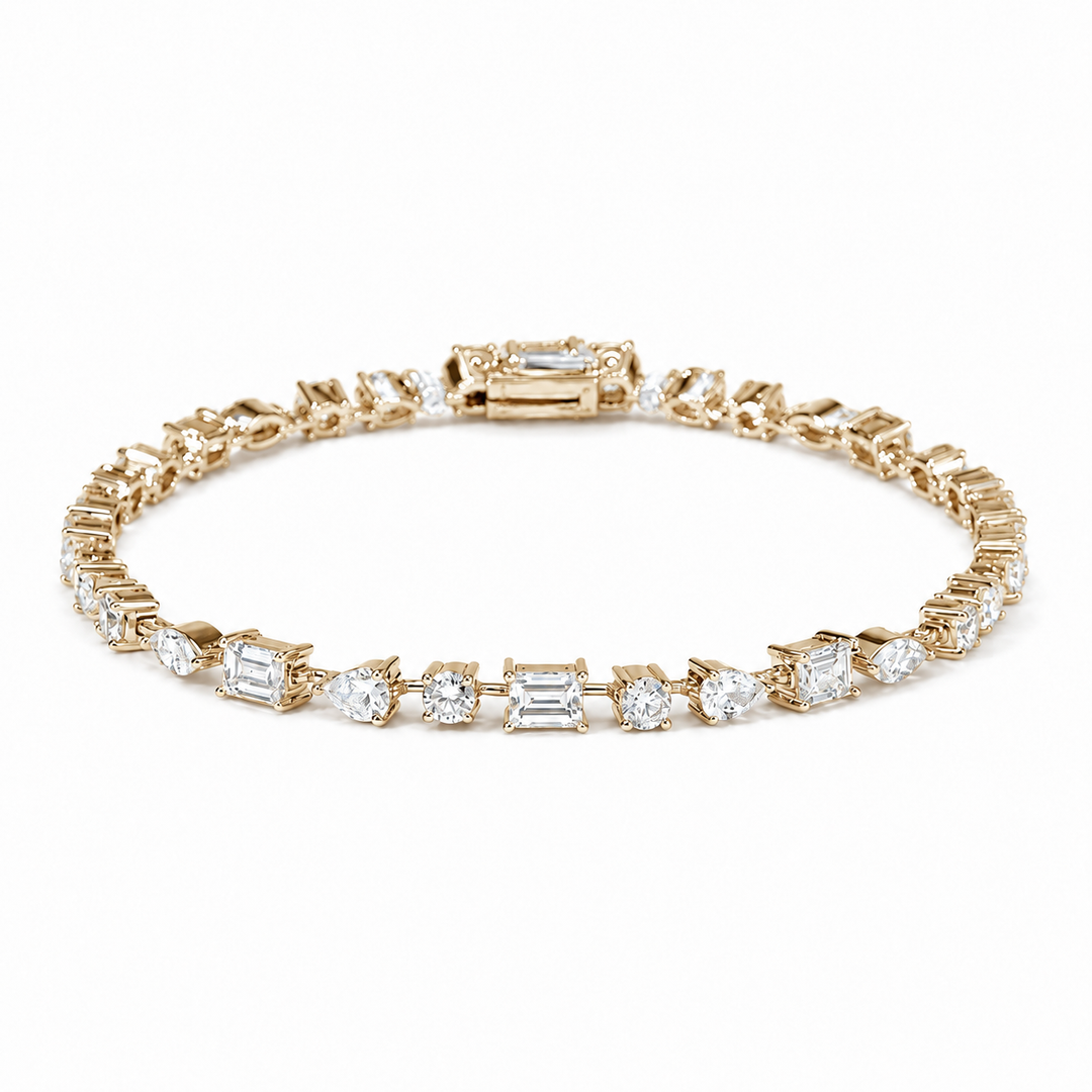 Mixed-Cut Lab Diamond Tennis Bracelet in 14K Yellow Gold