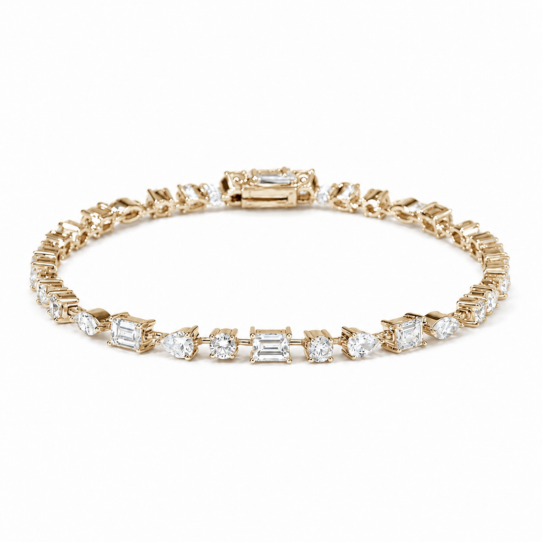 Mixed-Cut Lab Diamond Tennis Bracelet in 14K Yellow Gold