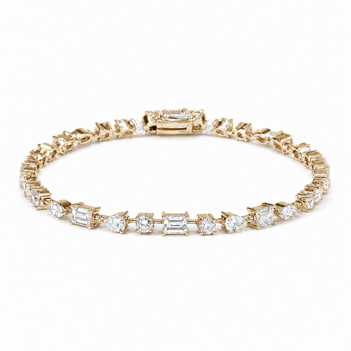 Mixed-Cut Lab Diamond Tennis Bracelet in 14K Yellow Gold