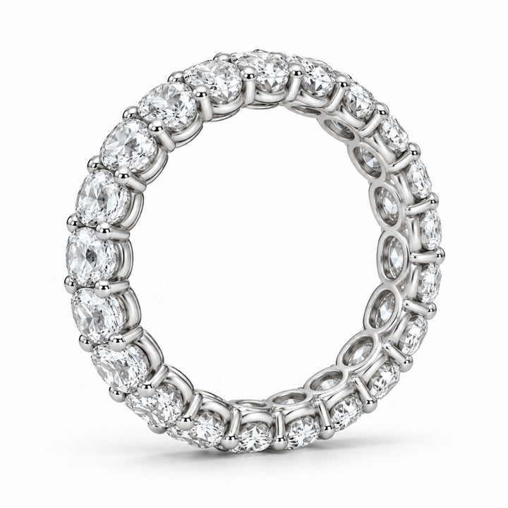 Oval lab-grown diamond eternity band, 4x3mm, 14K white gold, side profile