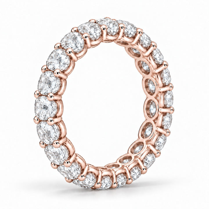 Oval lab-grown diamond eternity band, 5x3.5mm, 14K rose gold, side profile