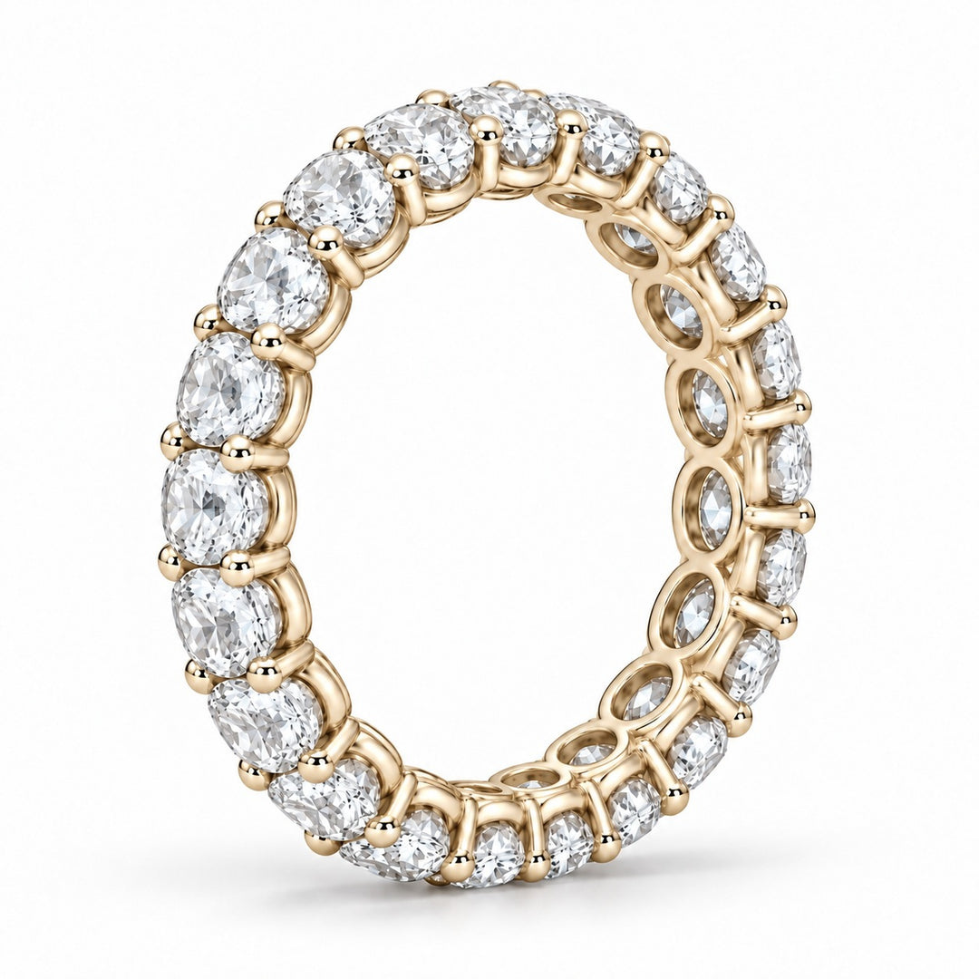 Oval lab-grown diamond eternity band, 5x3.5mm, 14K yellow gold, side profile