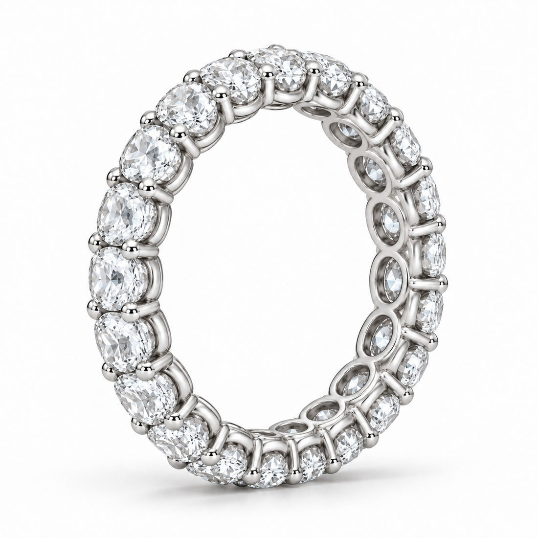 Oval lab-grown diamond eternity band, 5x3.5mm, 14K white gold, side profile