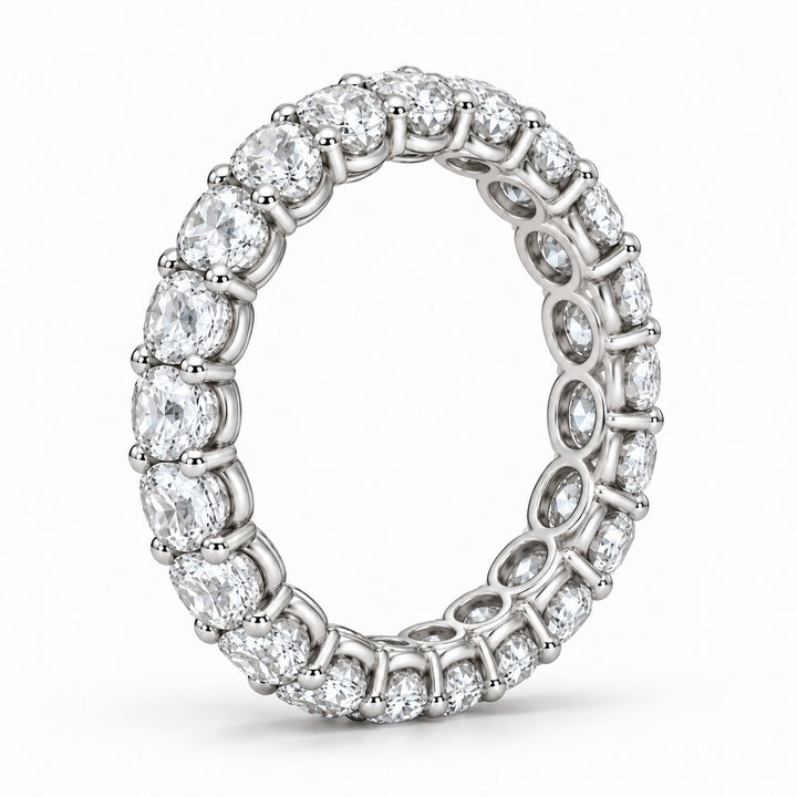 Oval lab-grown diamond eternity band, 5x3.5mm, 14K white gold, side profile