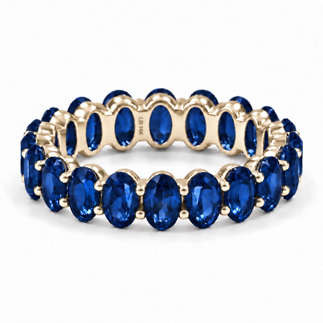Oval Blue Sapphire Eternity Band (5mm, 5.04ctw)