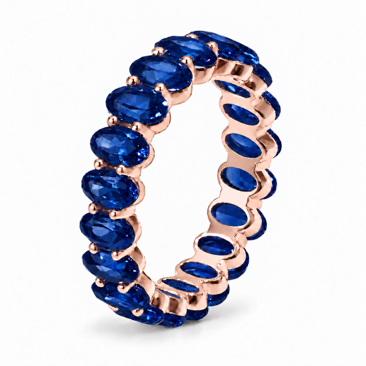 Oval Blue Sapphire Eternity Band (5mm, 5.04ctw)