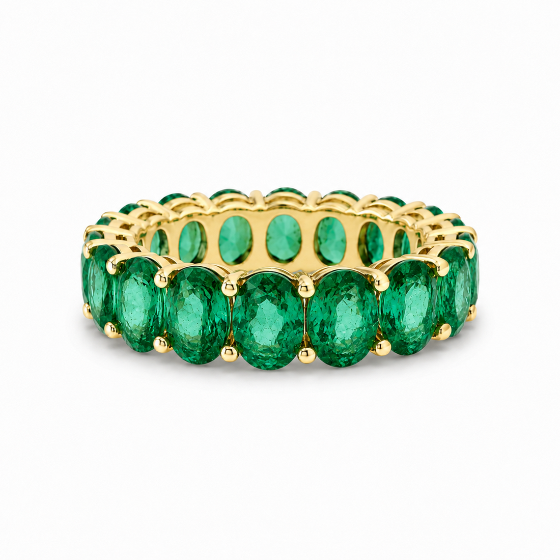 Oval lab emerald eternity band, 5mm, view 4