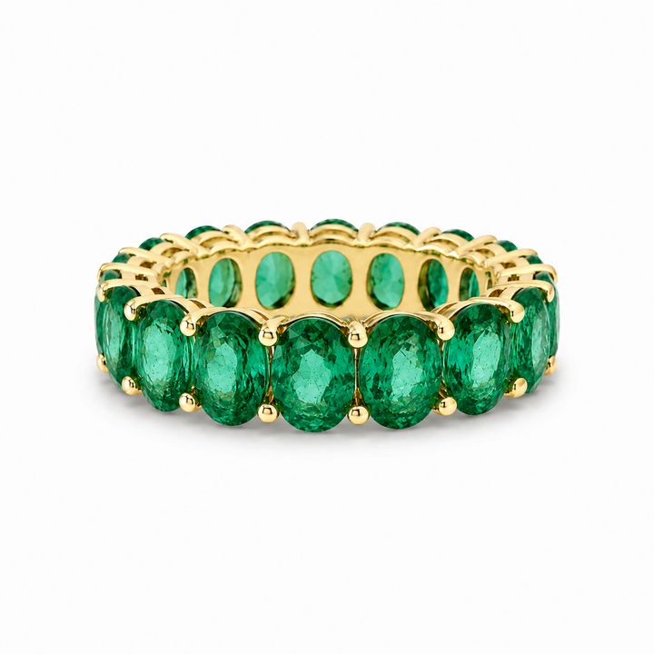 Oval Zambian Emerald Eternity Band Ring (5mm, 4.00ctw)