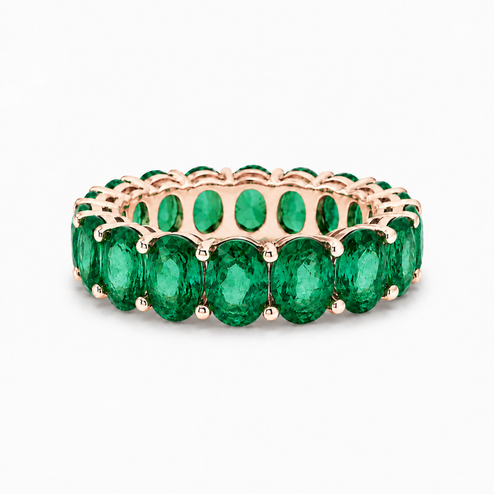 Oval Zambian Emerald Eternity Band Ring (5mm, 4.00ctw)