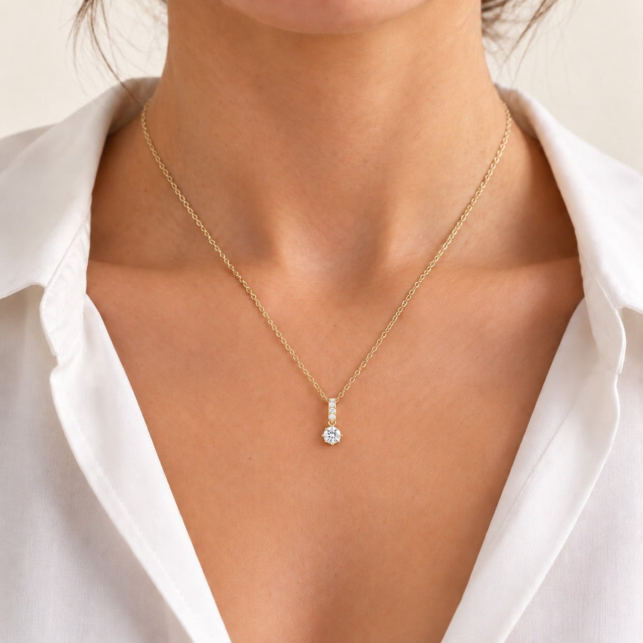 Pavé Bail Round Lab Diamond Pendant — 0.40ctw