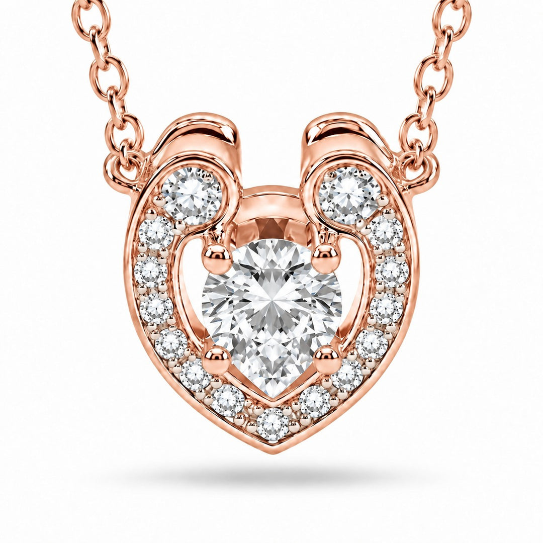 Open Heart Lab Diamond Pendant — 0.40ctw close-up detail in 14K Rose Gold