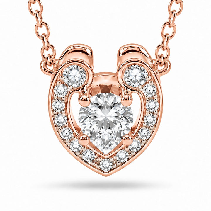 Open Heart Lab Diamond Pendant — 0.40ctw close-up detail in 14K Rose Gold