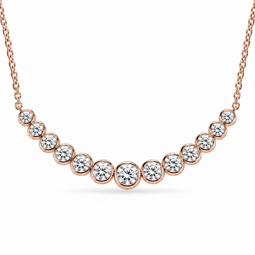 Bezel-Set Curved Bar Lab Diamond Pendant — 2.20ctw close-up detail in 14K Rose Gold