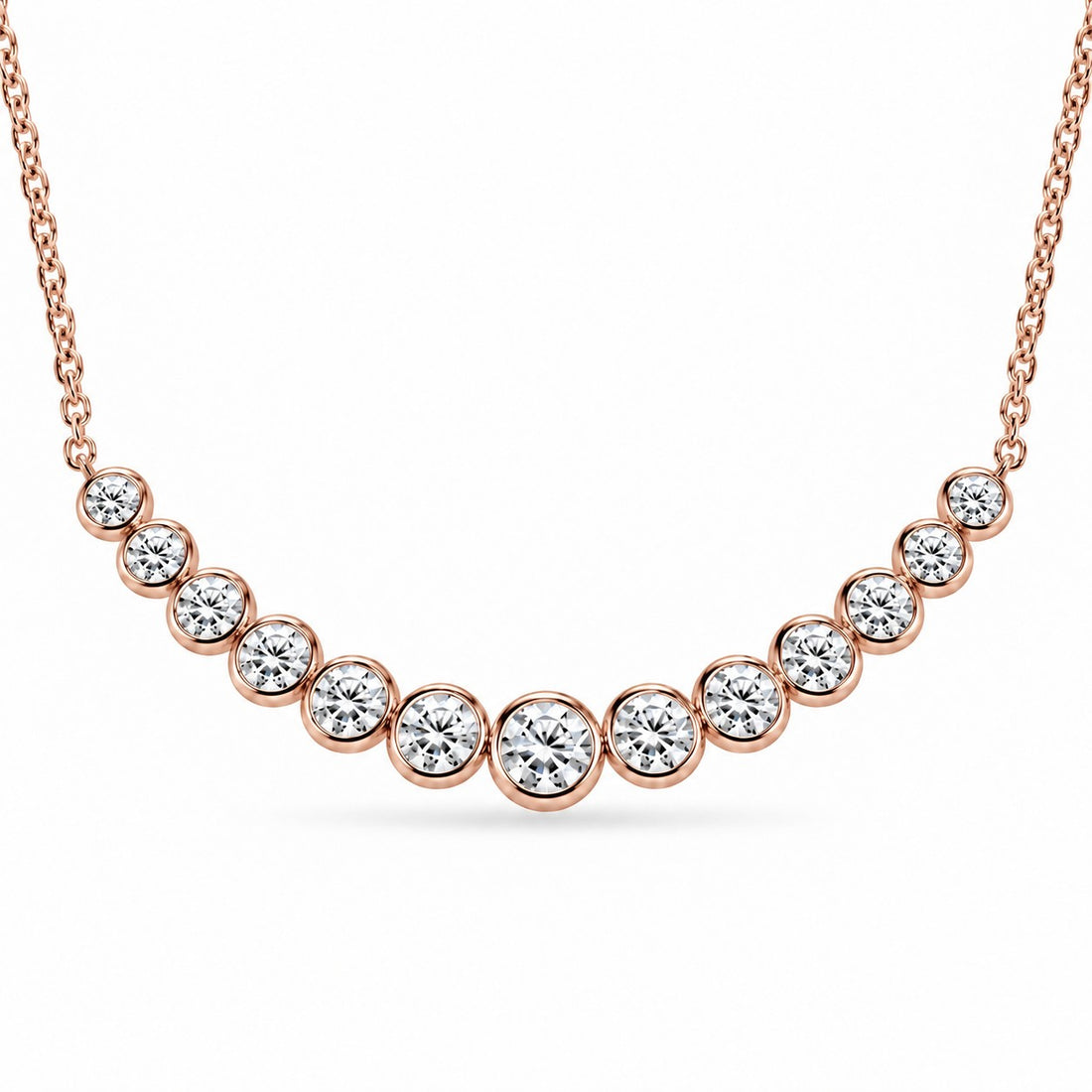 Bezel-Set Curved Bar Lab Diamond Pendant — 2.20ctw close-up detail in 14K Rose Gold