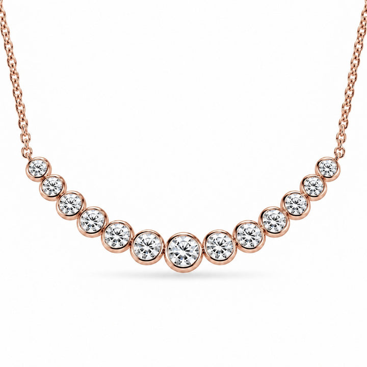 Bezel-Set Curved Bar Lab Diamond Pendant — 2.20ctw close-up detail in 14K Rose Gold
