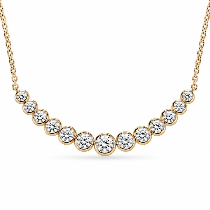 Bezel-Set Curved Bar Lab Diamond Pendant — 2.20ctw close-up detail in 14K Yellow Gold