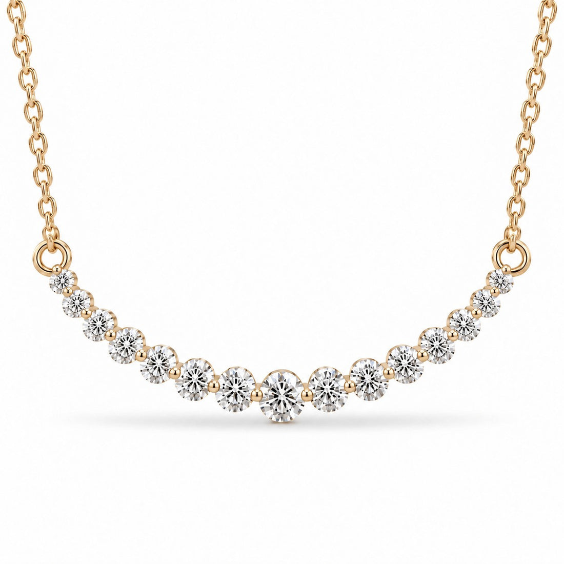 Prong-Set Curved Bar Lab Diamond Pendant — 2.20ctw close-up detail in 14K Yellow Gold
