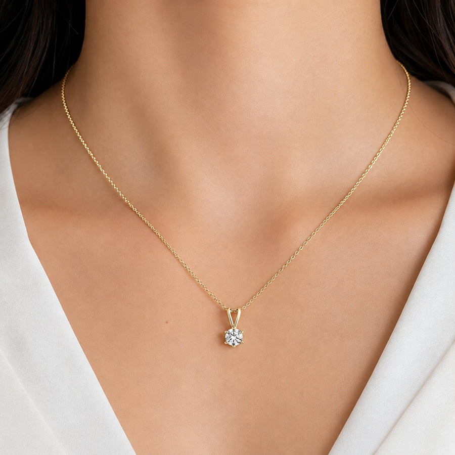 Six-Prong Round Lab Diamond Solitaire Pendant — 0.50ct