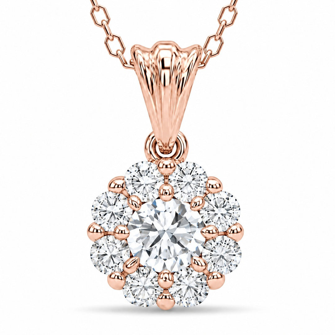 Daisy Lab Diamond Pendant — 0.30ctw close-up detail in 14K Rose Gold