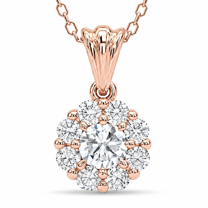 Daisy Lab Diamond Pendant — 0.30ctw close-up detail in 14K Rose Gold