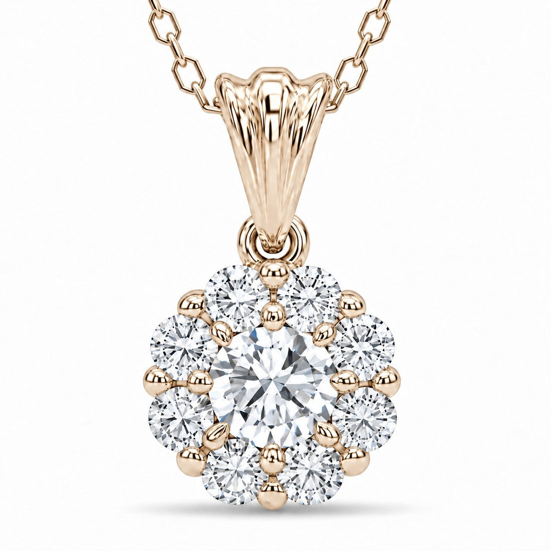 Daisy Lab Diamond Pendant — 0.30ctw close-up detail in 14K Yellow Gold