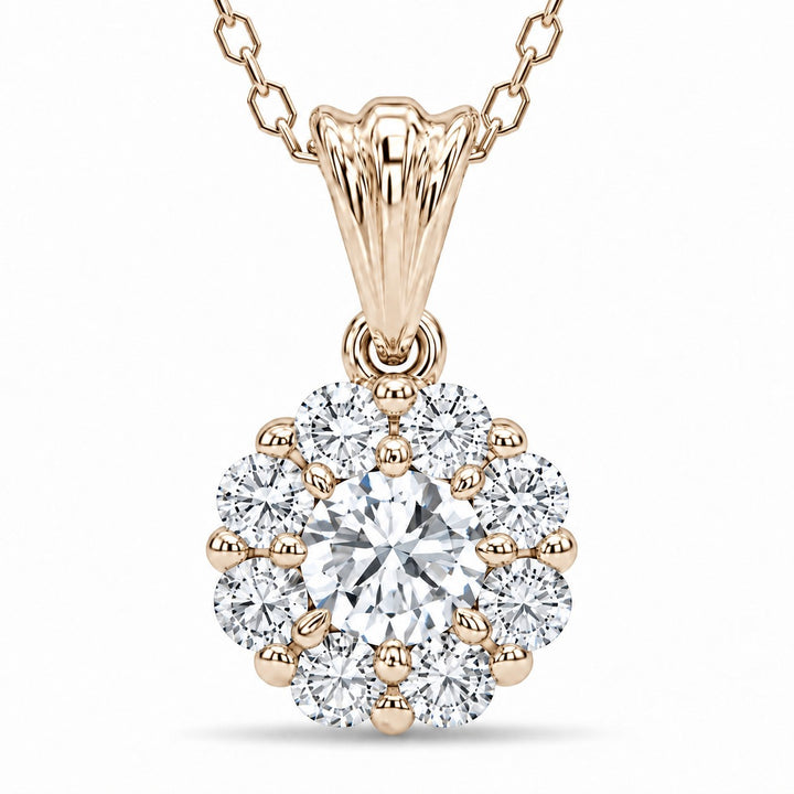 Daisy Lab Diamond Pendant — 0.30ctw close-up detail in 14K Yellow Gold