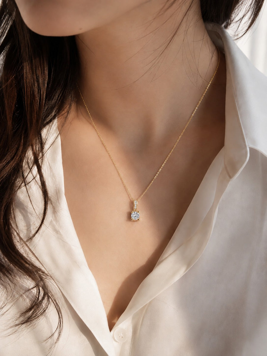 Pavé Bail Round Lab Diamond Pendant — 0.60ctw