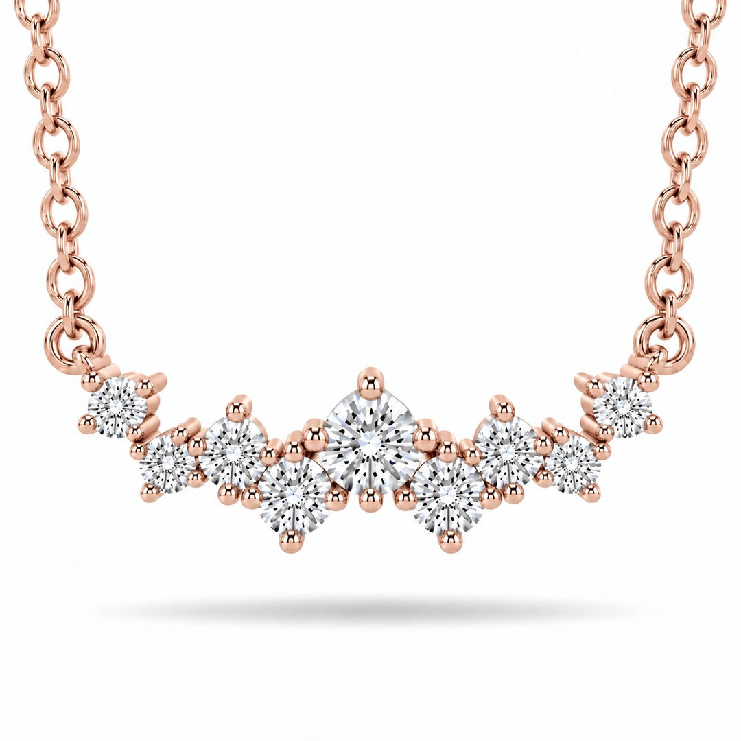 Curved Cluster Lab Diamond Pendant — 0.47ctw close-up detail in 14K Rose Gold