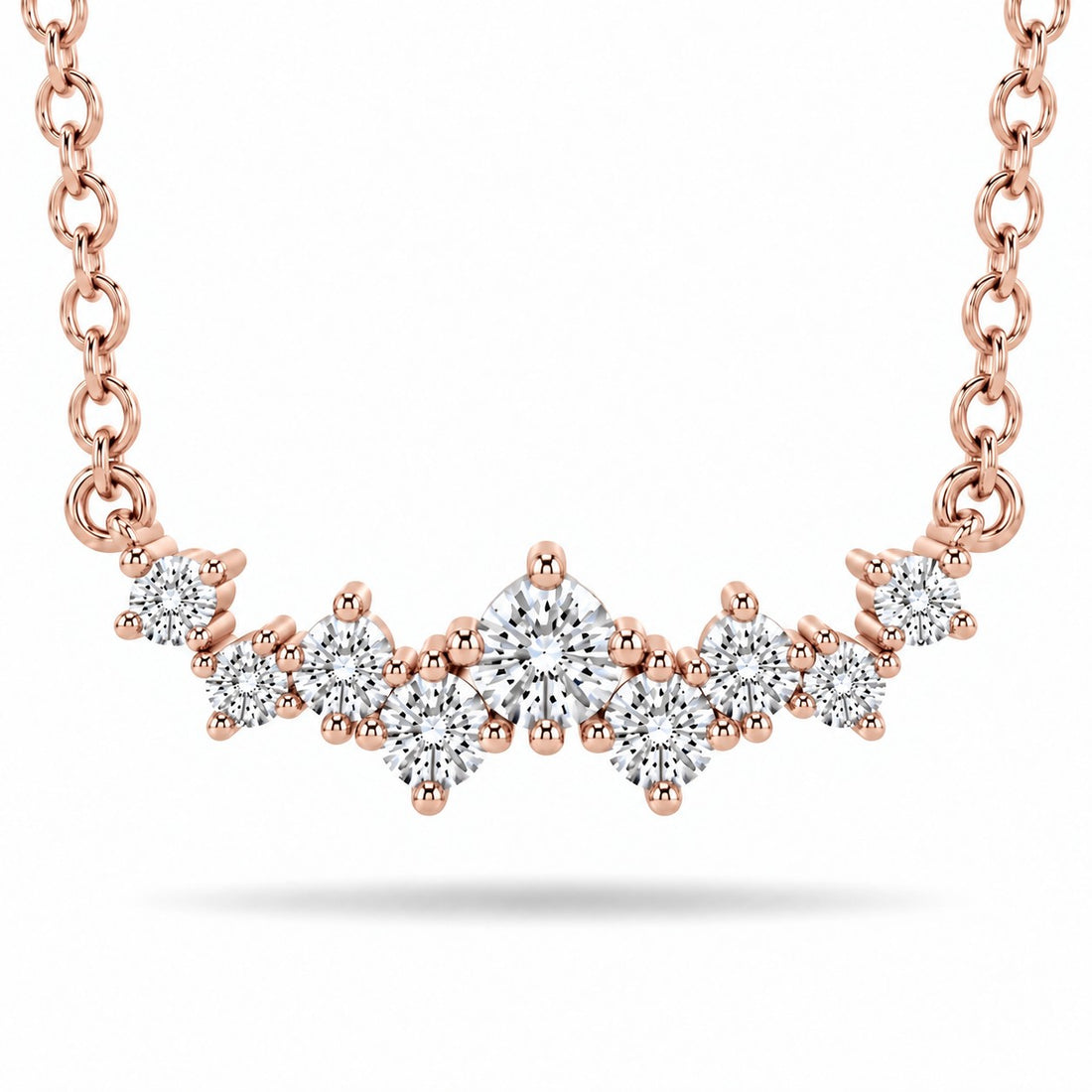 Curved Cluster Lab Diamond Pendant — 0.47ctw close-up detail in 14K Rose Gold