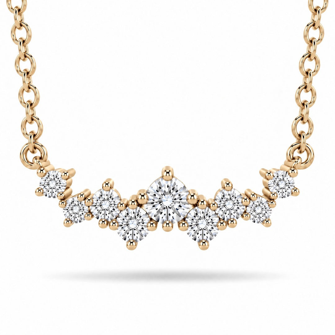 Curved Cluster Lab Diamond Pendant — 0.47ctw close-up detail in 14K Yellow Gold