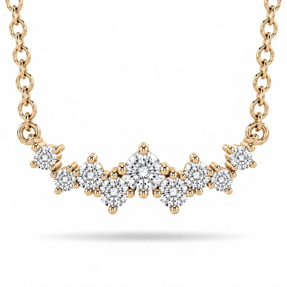 Curved Cluster Lab Diamond Pendant — 0.47ctw close-up detail in 14K Yellow Gold