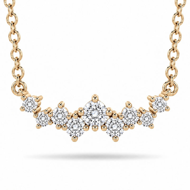 Curved Cluster Lab Diamond Pendant — 0.47ctw close-up detail in 14K Yellow Gold