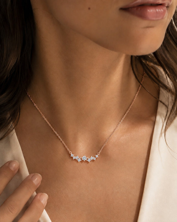 Curved Cluster Lab Diamond Pendant — 0.47ctw worn on model in 14K Rose Gold