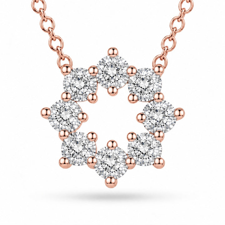 Sunburst Lab Diamond Pendant — 0.96ctw close-up detail in 14K Rose Gold