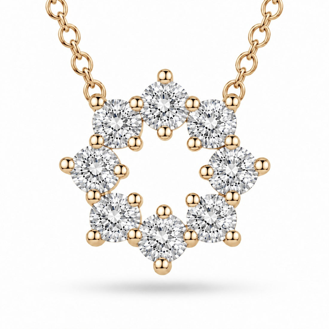 Sunburst Lab Diamond Pendant — 0.96ctw close-up detail in 14K Yellow Gold