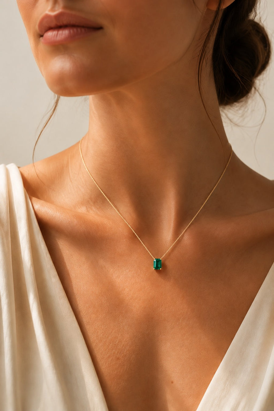 Emerald-Cut Lab Emerald Pendant — 1.00ct
