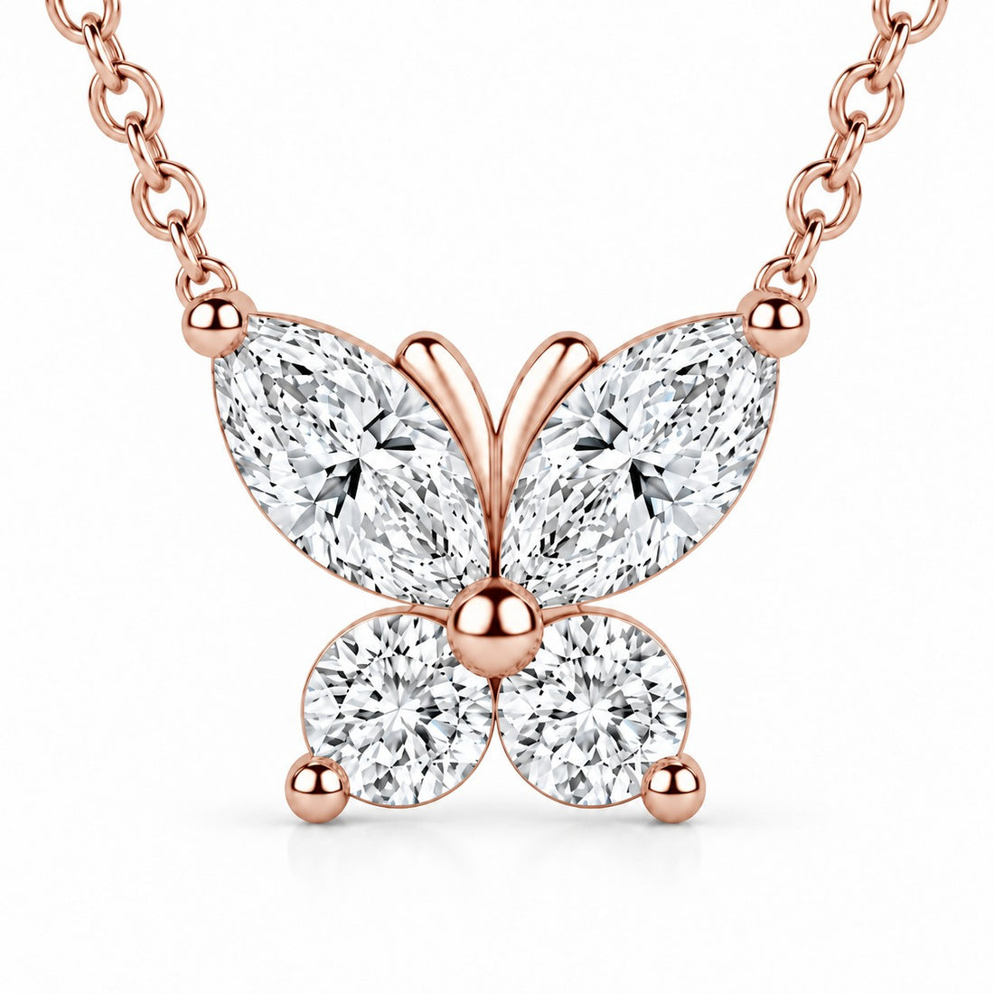 The Jardin Butterfly close-up detail in 14K Rose Gold