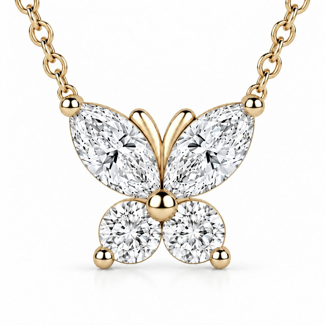 The Jardin Butterfly close-up detail in 14K Yellow Gold