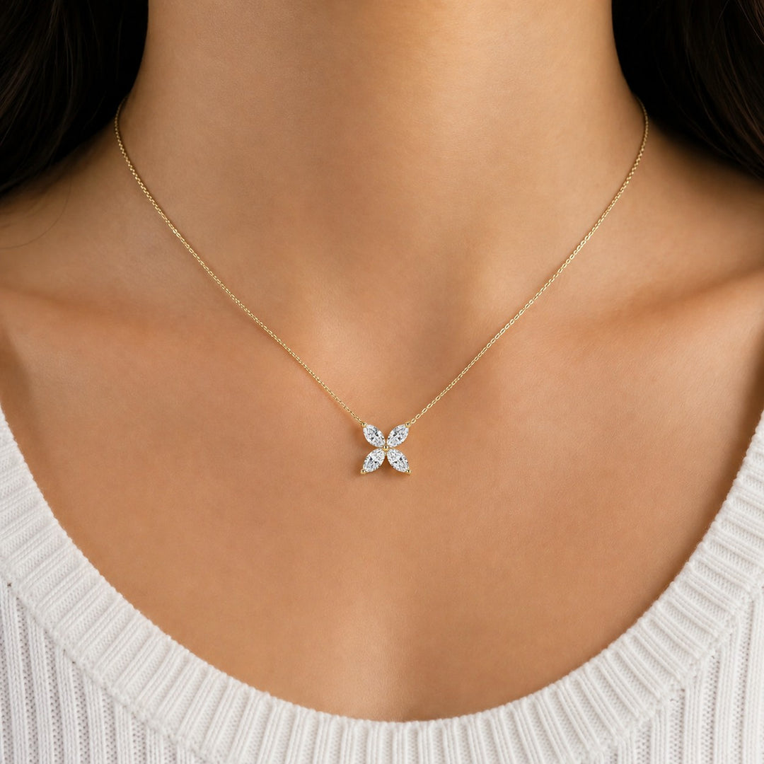 The Jardin Blossom worn on model in 14K Yellow Gold