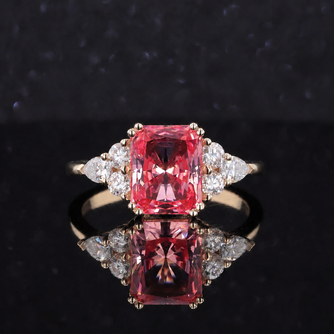 The Padma — Pink Radiant Sapphire with Diamond Accents Ring
