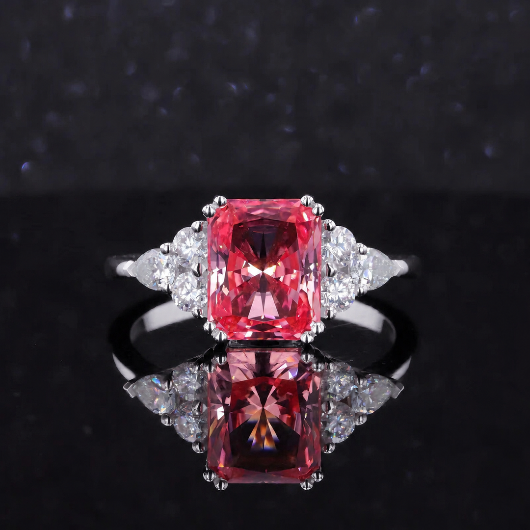 The Padma — Pink Radiant Sapphire with Diamond Accents Ring