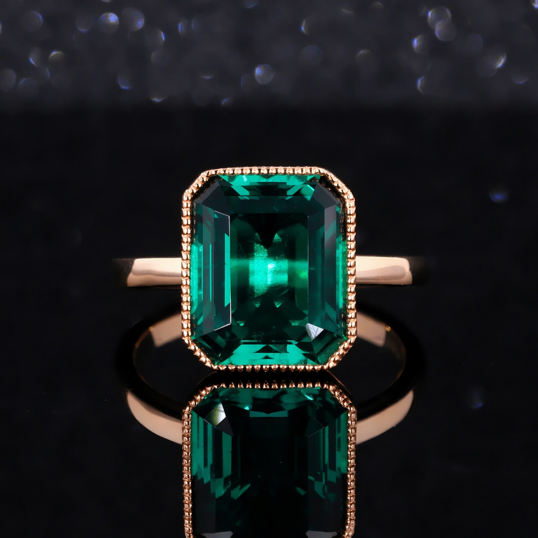 The Paragon — Milgrain Bezel Emerald Ring