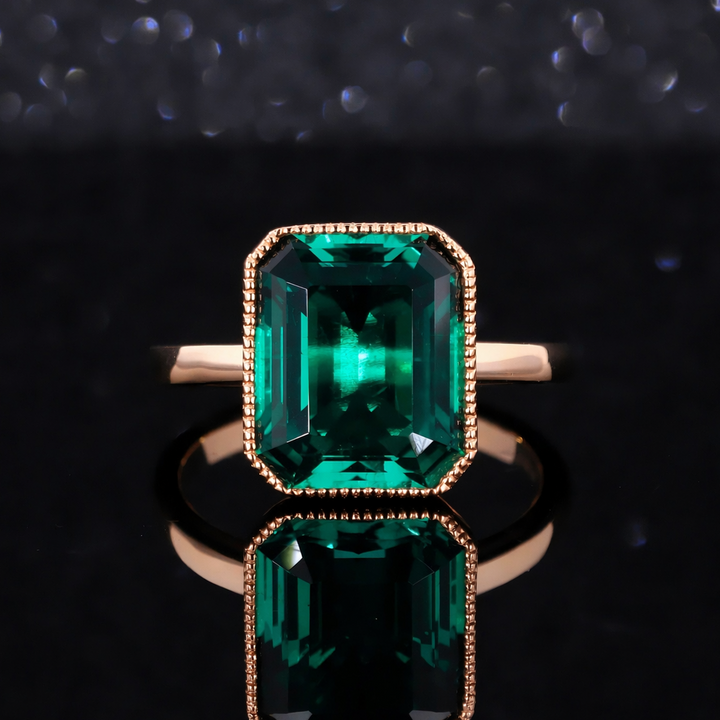 The Paragon — Milgrain Bezel Emerald Ring
