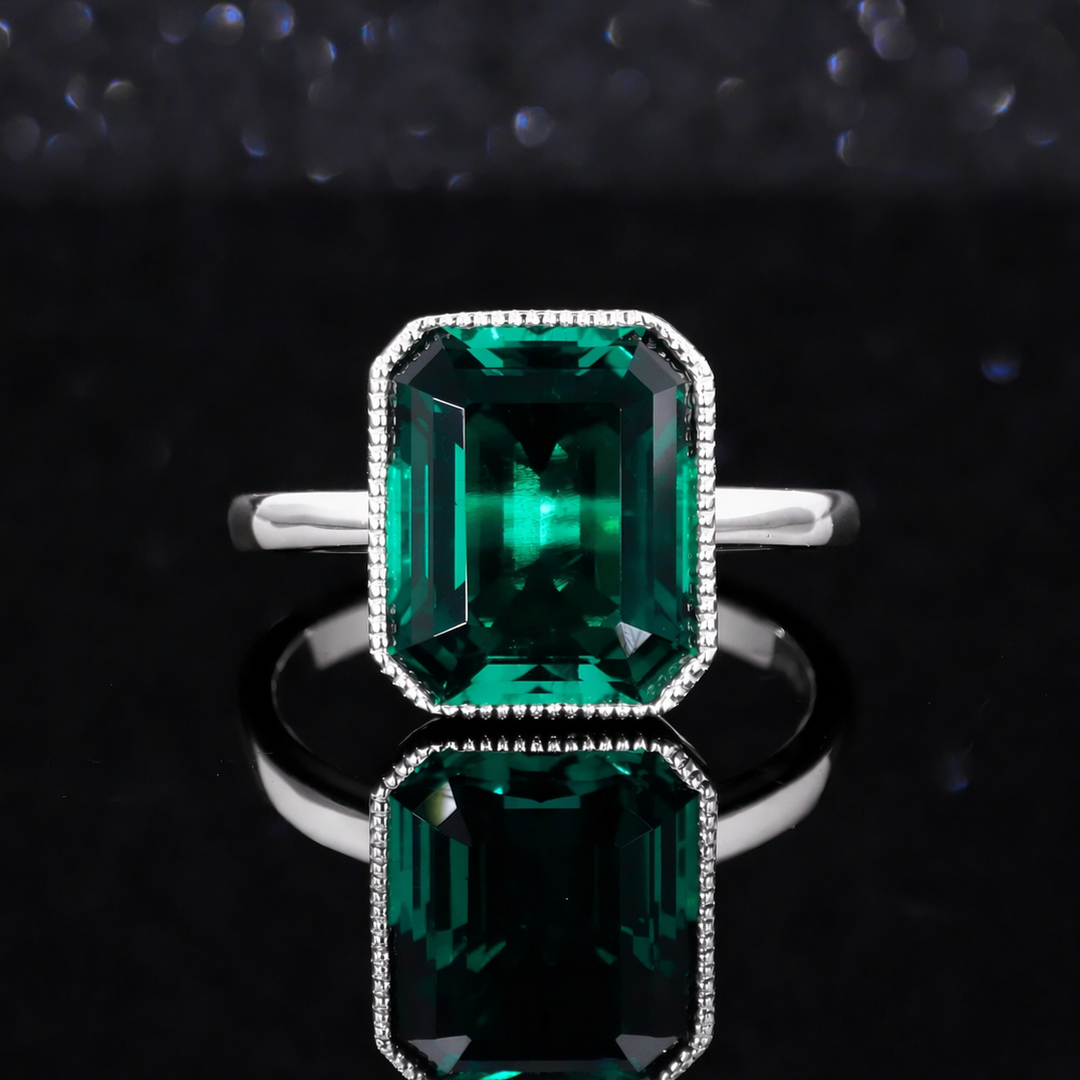 The Paragon — Milgrain Bezel Emerald Ring