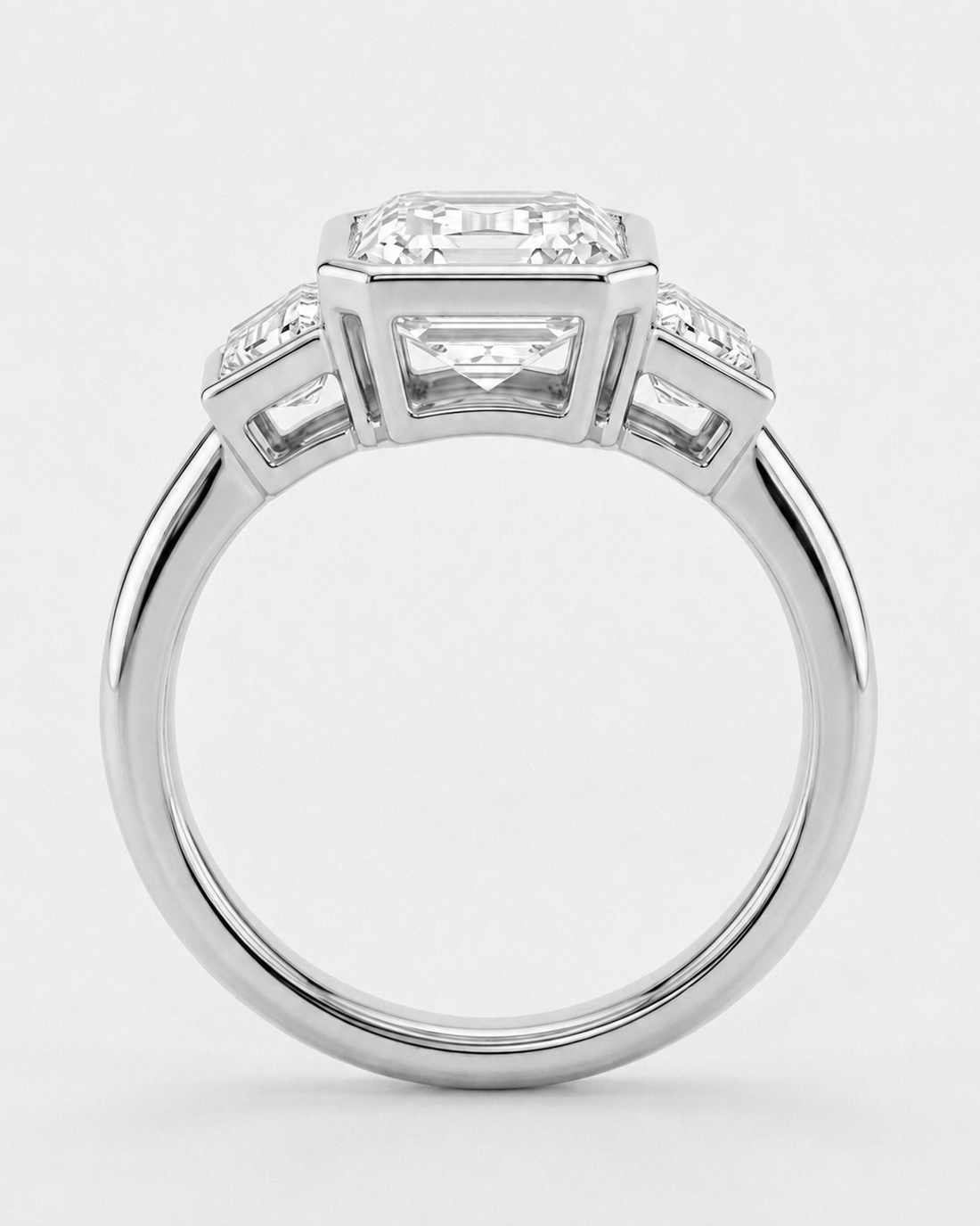 Paragon Trilogy emerald-cut lab diamond three-stone ring, view 6