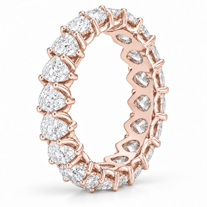 Pear interlocking lab-grown diamond eternity band, 4x3mm, 14K rose gold, side profile