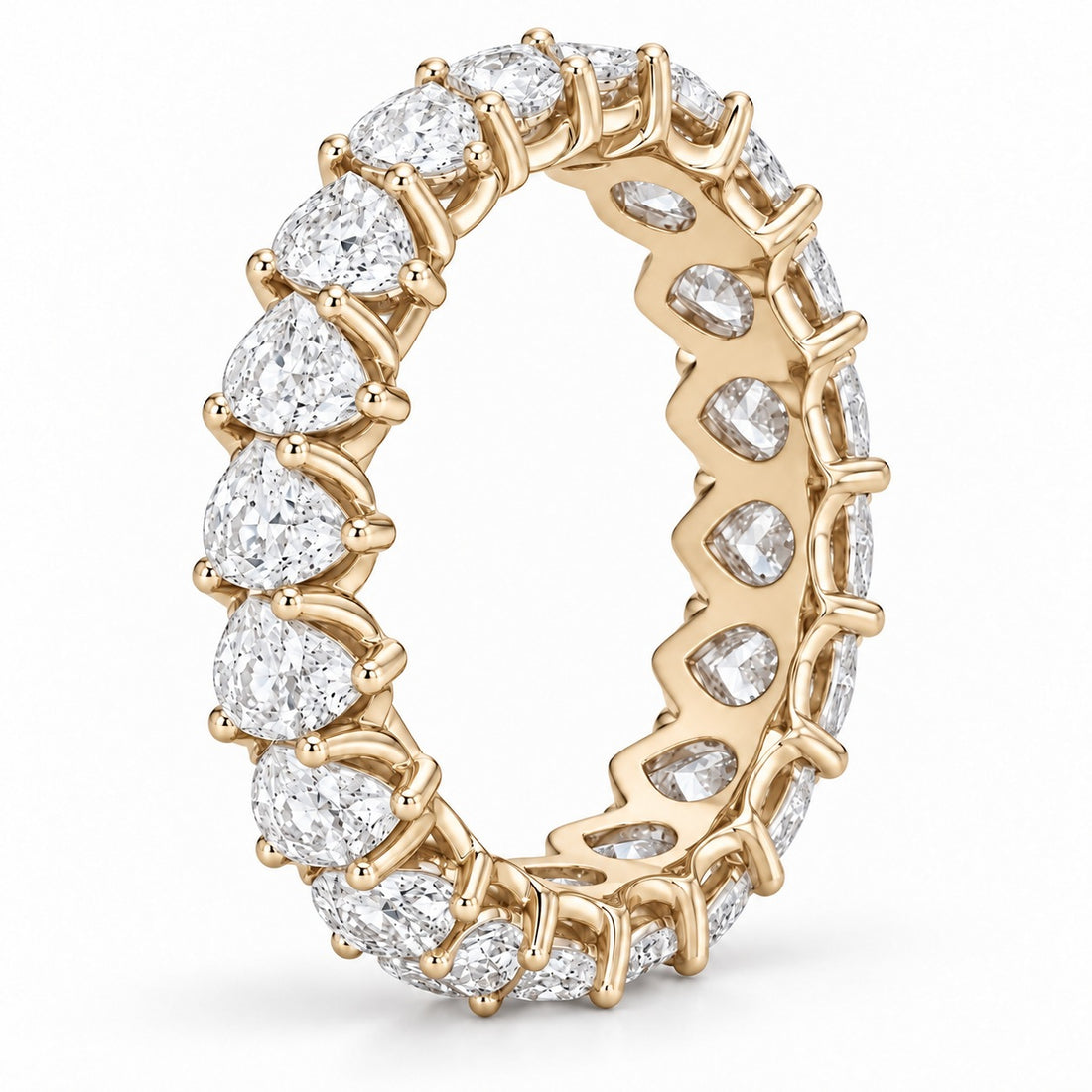 Pear interlocking lab-grown diamond eternity band, 4x3mm, 14K yellow gold, side profile
