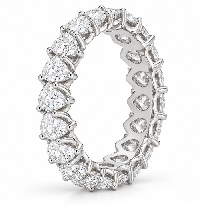 Pear interlocking lab-grown diamond eternity band, 4x3mm, 14K white gold, side profile