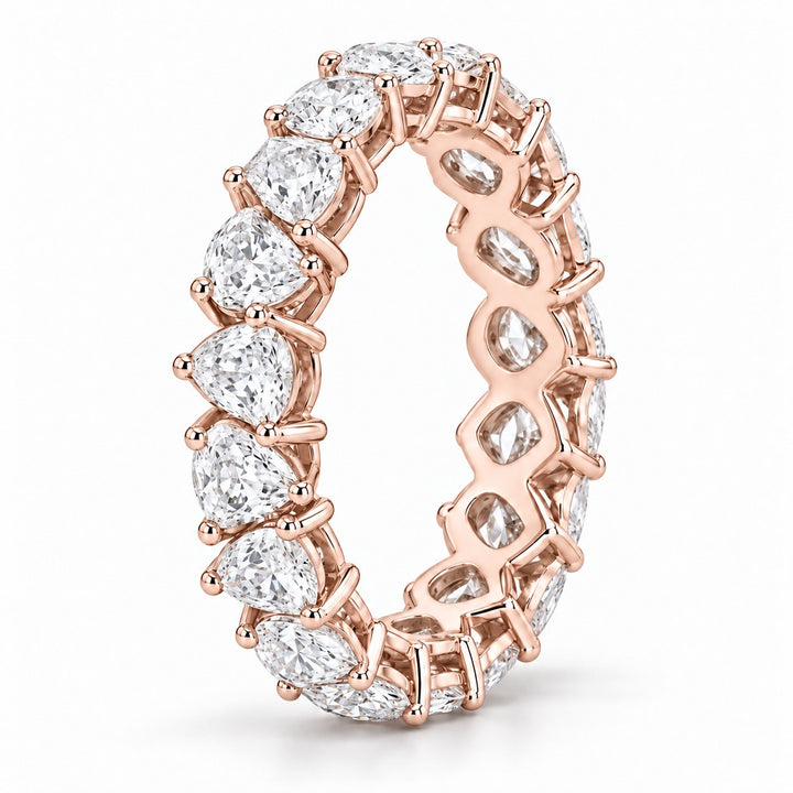 Pear interlocking lab-grown diamond eternity band, 5x3mm, 14K rose gold, side profile